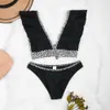 Scalloped Animal Print Female Swimsuit High Waist Bikini Women Swimwear Two-pieces set Bather Bathing Women's swimsuit 210629