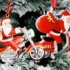 Juldekorationer 2021 Tree Santa Pendant DIY Ornament Resin målade på en motorcykel för heminredning