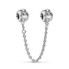 925 Sterling Silver Enchanted Heart Safety Chain Charm Bead For European Pandora Style Jewelry Charm Bracelets & Necklaces