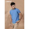 T-shirt da uomo con scollo a punto in filato di cotone color estate Top da uomo di alta qualità Taglie forti Abbigliamento di marca 190475 210629