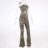 Macacões femininos macacões femininos moda leopard alta cintura slim bottoming jacarts de macacão