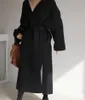 Kadın Yün Karışımları Kadınlar Karıştırılmış Paltalı Kemer Sıcak Kış İnce Fit Moda Ofis Bayanlar Ceket Ceket Khaki Siyah Boyut Tess22