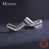 925 Sterling Silber Elegante Perlen Ohrringe für Frauen Leuchtender Zirkonia Ohrstecker Hochzeit Statement Schmuck 210707