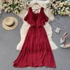 Summer Sexy Women Backless Sash Tie Up Long Dress Casual Female Ruffled Beach High Waist Slim 210423