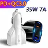 3 poorten Type c PD Autolader Snel Snel Opladen 7A 35 W voertuig Autoladers USB-C Power adapter Voor Iphone 12 13 14 15 samsung S22 S23 htc android telefoon met doos