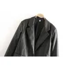 Spring black PU leather blazer women elegant long sleeve office suit jacket casual single button blazers and jackets 210521