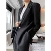 Foridol single breasted black blazer jacket women slit business office ladies blazer coat autumn winter streetstyle coat 210415