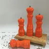Orange Handheld Seasoning Mills Ceramic Grinder Manual grinder pepper mill, Kitchen BBQ ToolsRubber Wood, Spray Color 210611