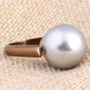 Wedding Rings Rose Gold Color Engagement For Women Jewelry Black Pearl Ring Stainless Steel