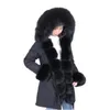 Женский меховой FUX 2021 модные зимние пальто дамы настоящий натуральный воротник свободный длинный раздел Parka съемный