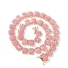 Uwin 1m baguette kedja asfalterad bling rosa kvadrat cz iced out link choker halsband hiphop smycken för gåva 220214
