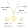 Women's Star of David Necklace Earrings Set Dubai Gold Color Stainless Steel African Indian Wedding Jewelry Sets for Women Girls