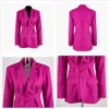 Femmes gratuites Blazer élégant violet revers à manches longues simple boutonnage mince femmes Club fête 210524