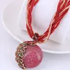 SEVENSTONE Frauen Anhänger Dame Retro Vintage Böhmischen Stil Türkis Strass Anhänger Kragen Kette Halskette Modeschmuck