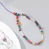 Pulsera con cuentas de grava, llavero con colgante para bolso, cadena para teléfono móvil antipérdida, correa con cuentas de colores, cordón colgante para mujer