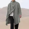 Casacos de trincheira masculina Incerun Manga longa Turtleneck Ponchos Moda de moda listrada de algodão Retro.