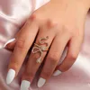 Vintage Gold Color Cool Animal Snake Crystal Finger Pierścień Dla Kobiet Dziewczyna Gothic Halloween Punk Wedding Party Biżuteria Prezent Bijoux G1125