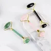 Wholesale Face Jade Roller With Silicone Caps No Noise Natural Aventurine Rose Quartz Facial Rollers Massage Eye Neck Beauty Healing Health Care Body Massager