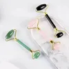 Groothandel gezicht Jade Roller met siliconenkappen geen geluid Natuurlijke Aventurine Rose Quartz Facial Rollers Massage Eye Neck Beauty Healing Health Care Body Massager