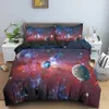 Galaxy Pattern Beddengoed Set Planet Dekbedovertrek Beddengoed Twin / King / Queen Size Cozy Trooster voor kinderen Home