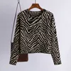 Leopardo coreano Turtlneck pulôver mulheres harajuku suéteres outono inverno de manga comprida retro camisola de malha jumper senhora 210420