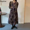 Neploe Vintage Dress女性韓国のシックなヴィンテージ花飾りヴェスティド・フグボール緩いローブ甘いパフスリーブエレガントなドレス4F807 210422