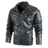 Men Fur Jacket Men's Leather Coat Plus Velvet Zipper Bag Youth Zpper Not Hooded Stand-up Collar Leather Jacket X0710