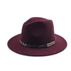 الجاز بنما قبعة الرجال النساء فيدورا القبعات السيدات واسعة بريم كاب رجل امرأة أعلى قبعات ليوبارد حزام تريلبي الخريف الشتاء بالجملة