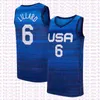 Maillot de basket-ball de l'équipe nationale américaine 2021 Devin 15 Booker Kevin 7 Durant Damian 6 Lillard Jayson 10 Tatum Maillots Blanc Bleu Hommes