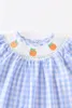 Girlymax Halloween Ringraziamento Neonate Smock Plaid Abito in tessuto di zucca Abbigliamento per bambini Ruffles Nero Rosso Gingham Boutique 220106