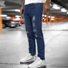 Hommes Casual Fitness Patchwork Bodybuilding Poche Peau Pleine Longueur Pantalon De Sport D'été Déchiré Lavé Pantalon Décontracté Jeans X0621