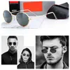 Classic Design Brand Round Sunglasses of Women Uv400 Eyewear Metal Gold Fild Glass Men Mirror Glass Lens Sunglass With Box 35474558405