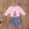 0-24M Christmas Deer born Infant Baby Girl Clothes Set Long Sleeve Romper Floral Shorts Outfits Xmas Clothing 210515