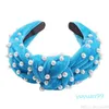 Knut Pearl Beading Headband Cloth Hårslinga För Kvinnor Hårband Huvudbonader Flickor Hår Tillbehör Smycken Chritamas Presenter