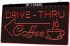 LC0426 Drive Thru Café Bebida Bar Luz Sinal 3D Gravura