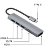 USB C Hub 3.0 6 i 1 Adapter med SD / Micro-kortläsare 4K USB-C till HD-MI Kompatibel för MacBook Pro Air Laptops och annan typ C D2096
