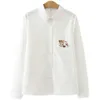 Femmes Blouse et Tops à manches longues broderie chemises blanches à manches longues boutonné décontracté tops printemps chemises mignonnes 210604