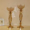 Party Dekoration 10st) Bröllop Gold Crystal Centerpiece Flower Stands