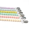 2021 28 Färger Silikon Baby Pacifier Chain Clips Holder Trä Beaded Soother Clip Nipple Teether Strap