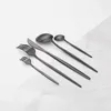 30Pcs Matte Black Cutlery Flatware Set Wedding Party Dishwasher Safe Tea Fork Spoons Knives Dinnerware Tableware 210928