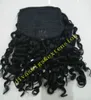 Mode Skönhet Malaysisk Remy Drawstring Ponytail Jet Black Curly Puff Human Hair Extension med Combs Pony Tail Easy Weare 140g