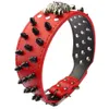 Rivets de balle à collier de chien en cuir à clouté de 2 "de largeur à écran coussinée avec accessoires pour animaux de compagnie de crâne cool pour Meduim Grands chiens Pitbull Boxer S-XL 210729