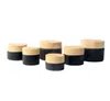 5g small black glass jar Bottles matte with plastic lid cap bamboo wood strain round wax cream cosmetic container 5ml custom