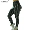 NORMOV Women Leggings High Waist Mesh Fitness Clothing Legging Femme Push Up Workout Leaf Printing Stitching Legings 211204