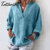 Green Cotton Linen Blouse for Women Long Sleeve V-neck Slim Casual Shirt Womens Tops and Blouses Femininas Elegant Plus Size 210514