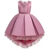 Été bébé filles robe de fleur sans manches dentelle demoiselle d'honneur enfants robes enfants formelle princesse patry vêtements 3-14 ans 210508