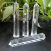 Naturalny kryształ Duży jasny wieżowy kwarcowy punkt kwarcowy Clear Crystal Obelisk Wand Healing 2087 V2