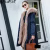 Manteau Parka en fausse fourrure véritable pour femme, doublure féminine, col de raton laveur, veste longue et chaude, Trench Coats MY S, hiver