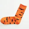 Men's Socks PEONFLY Halloween Bat Ventilation Sweat Pattern Cartoon Full Personality Man Pure Cotton Funny Happy 2PAIRS/LOT