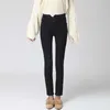 Kış Sıcak Kotu Kadın Yüksek Bel Pamuklu Gündelik Bodycon Vintage Velvet Bayan Pantolon Kadın Pantalon Denim Kadın Pantolon 210608